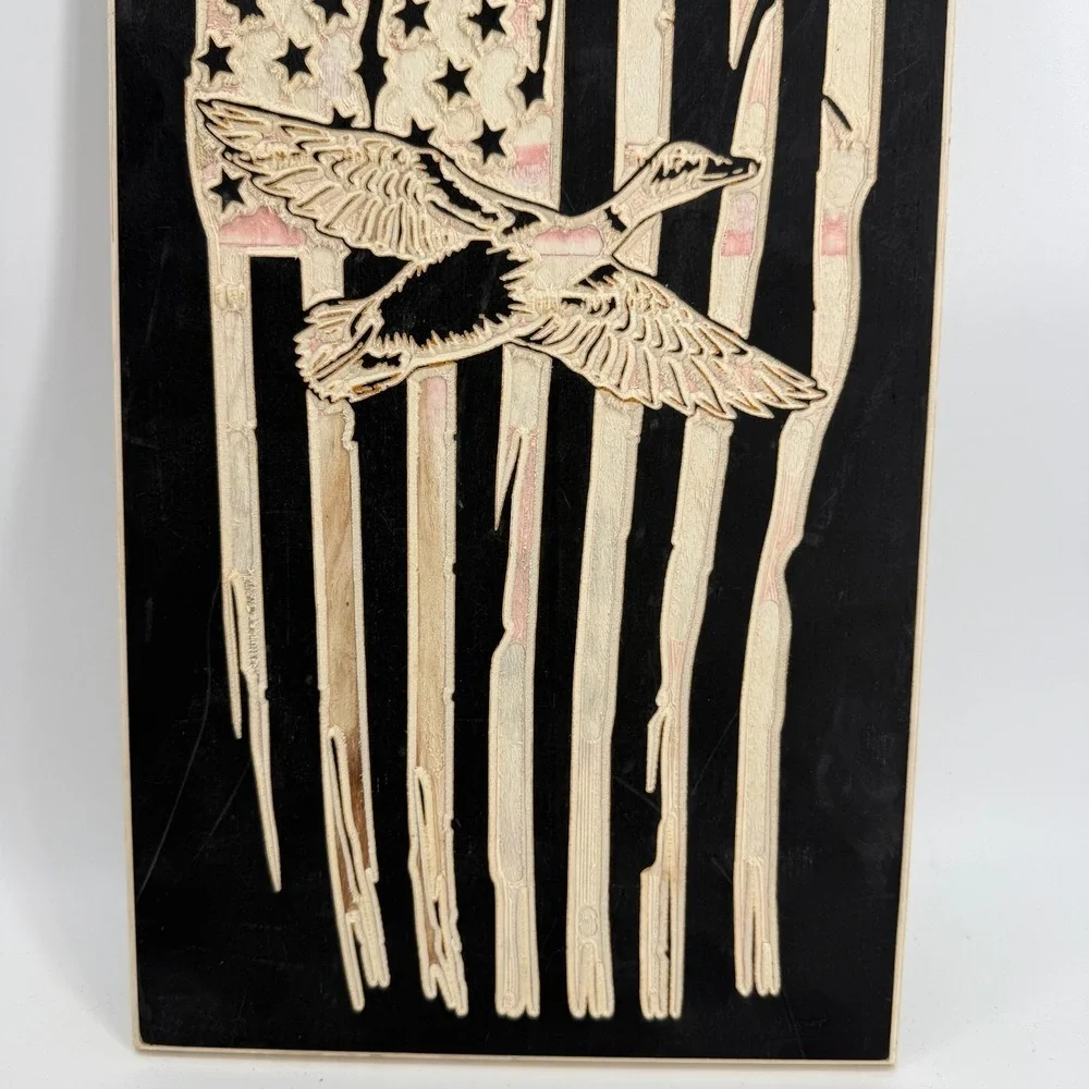 Duck American Flag Laser Cut/Engraved Wooden US‎ Handmade 18